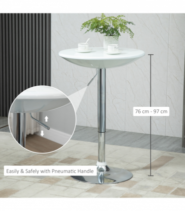 Painted Top Bistro Pub Table Adjustable Swivel Counter Home White