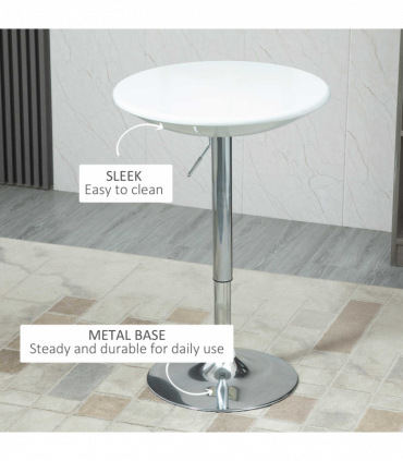 Painted Top Bistro Pub Table Adjustable Swivel Counter Home White