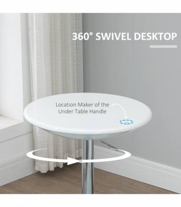 Painted Top Bistro Pub Table Adjustable Swivel Counter Home White