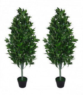 Pair of 120cm (4ft) Artificial Topiary Bay Trees Pyramid Cones - Extra Large