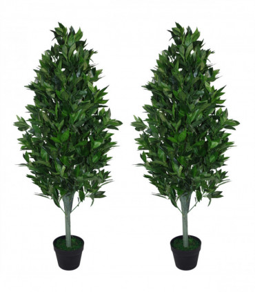 Pair of 120cm (4ft) Artificial Topiary Bay Trees Pyramid Cones - Extra Large