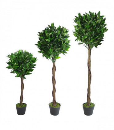 Pair of 120cm (4ft) Twisted Stem Artificial Topiary Bay Laurel Ball Trees
