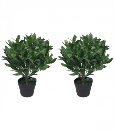 Pair of 50cm Dwarf Artificial Bay Trees Laurel Topiary Bushes