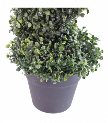 Pair of 90cm (3ft) Tall Artificial Boxwood Tower Trees Topiary Spiral Metal Top