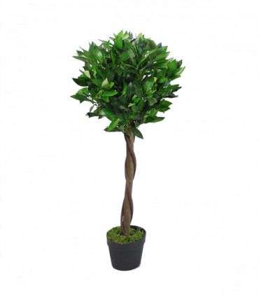 Pair of 90cm (3ft) Twisted Stem Artificial Topiary Bay Laurel Ball Trees