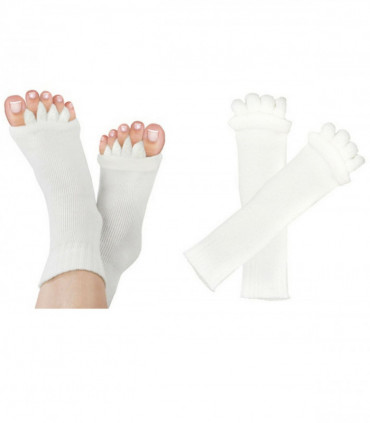 Pair of Foot Alignment Socks Designed to Relieve Foot Pain, White