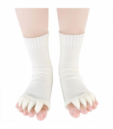 Pair of Foot Alignment Socks Designed to Relieve Foot Pain, White