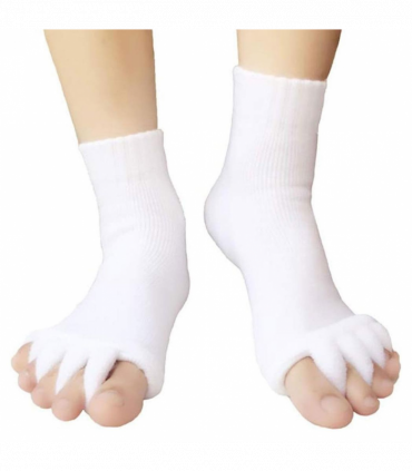 Pair of Foot Alignment Socks Designed to Relieve Foot Pain, White