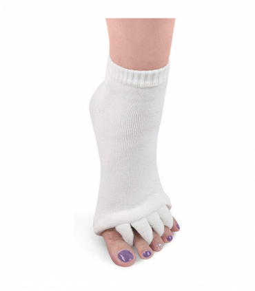 Pair of Foot Alignment Socks Designed to Relieve Foot Pain, White