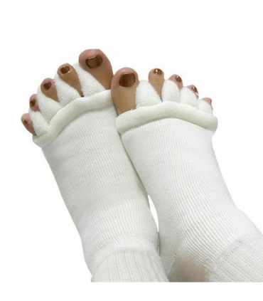 Pair of Foot Alignment Socks Designed to Relieve Foot Pain, White