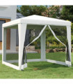Party Tent with 4 Mesh Sidewalls 2.5x2.5 m White