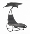 Patio Rocking Chaise Lounge Rocking Bed with Canopy Cushion Headrest Pillow