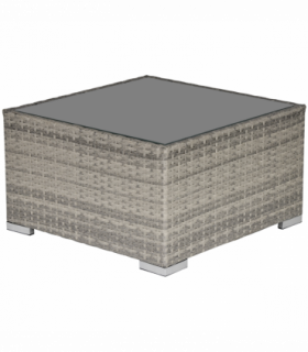 Patio Wicker Coffee Table w/ Glass Top Suitable for Garden Backyard