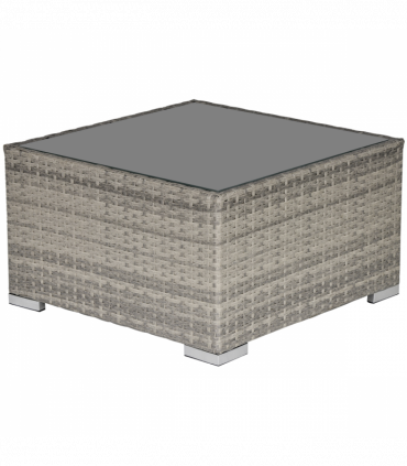 Patio Wicker Coffee Table w/ Glass Top Suitable for Garden Backyard