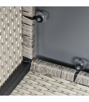 Patio Wicker Coffee Table w/ Glass Top Suitable for Garden Backyard