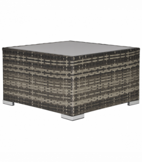 Patio Wicker Coffee Table w/ Glass Top Suitable for Garden Backyard