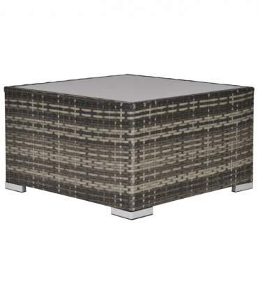 Patio Wicker Coffee Table w/ Glass Top Suitable for Garden Backyard