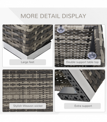 Patio Wicker Coffee Table w/ Glass Top Suitable for Garden Backyard