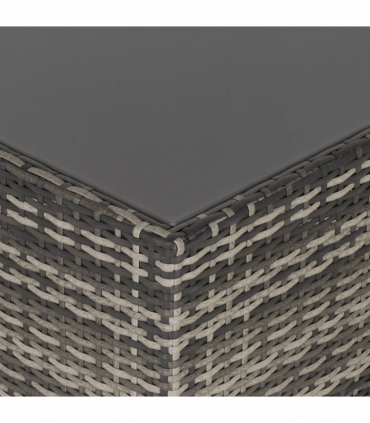 Patio Wicker Coffee Table w/ Glass Top Suitable for Garden Backyard