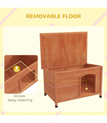 PawHut  Wooden Dog Kennel with Removable Floor, Openable Roof