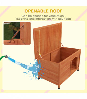 PawHut  Wooden Dog Kennel with Removable Floor, Openable Roof