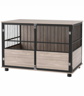 PawHut 100cm Dog Crate Furniture Dog Cage End Table Indoor w/ Doors, Cushion