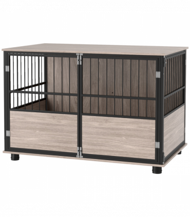 PawHut 100cm Dog Crate Furniture Dog Cage End Table Indoor w/ Doors, Cushion