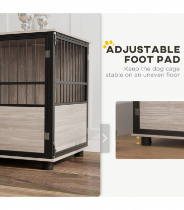 PawHut 100cm Dog Crate Furniture Dog Cage End Table Indoor w/ Doors, Cushion