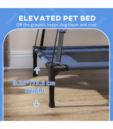 PawHut 122cm Elevated Dog Bed Cooling Raised Pet Cot UV Protection Canopy Blue