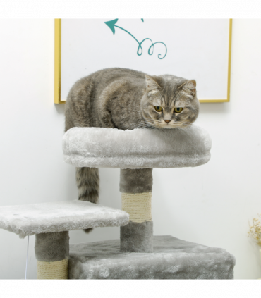 PawHut 132cm Multi-Activity Cat Tree w/ House Baskets Ladder Scratch Post Grey