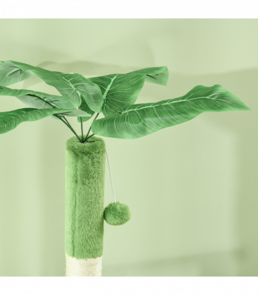 PawHut 142cm Cat Tree Tower with Scratching Post Hammock Ball Platforms Green