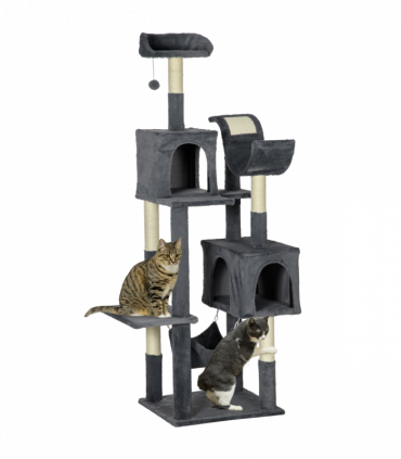 PawHut 177cm Cat Tree for Indoor Cats, Modern Cat Tower with Hammock - Dark Grey