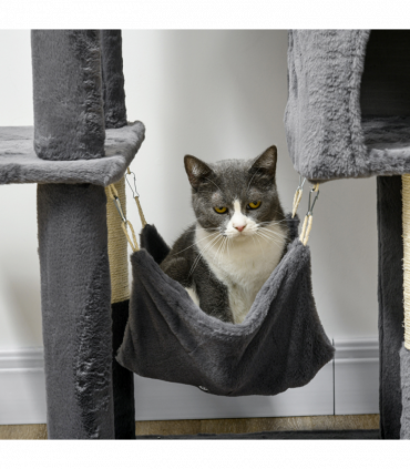 PawHut 177cm Cat Tree for Indoor Cats, Modern Cat Tower with Hammock - Dark Grey