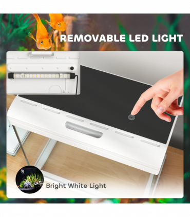 PawHut 17L Glass Fish Tank with Filter System, LED Light, Water Pump, White