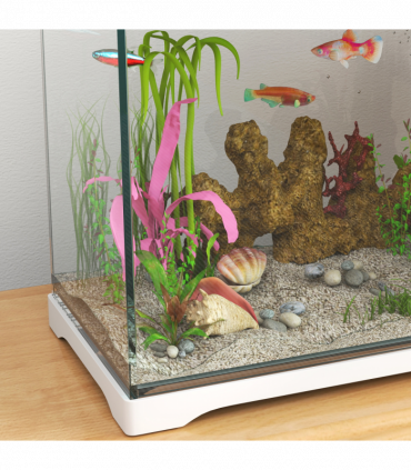 PawHut 17L Glass Fish Tank with Filter System, LED Light, Water Pump, White