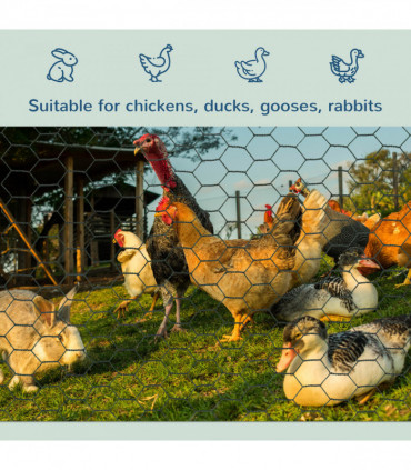 PawHut 1m x 25m Foldable Chicken Wire Mesh, for Rabbits, Ducks, Gooses