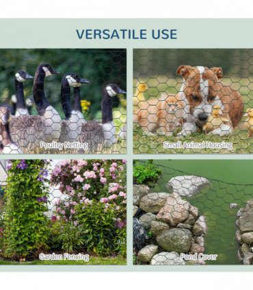 PawHut 1m x 25m Foldable Chicken Wire Mesh, for Rabbits, Ducks, Gooses