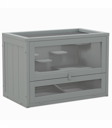 PawHut 2 Levels Wooden Hamster Cage Mice Rodents Hutch Small Animals