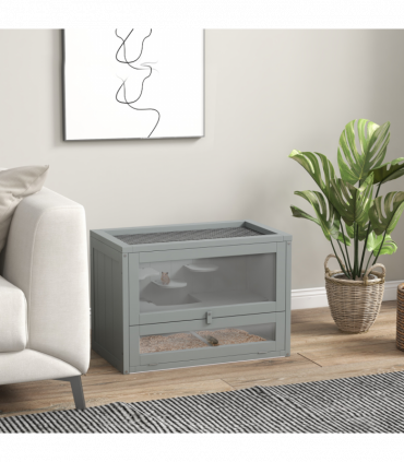 PawHut 2 Levels Wooden Hamster Cage Mice Rodents Hutch Small Animals