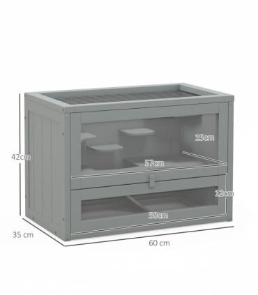 PawHut 2 Levels Wooden Hamster Cage Mice Rodents Hutch Small Animals