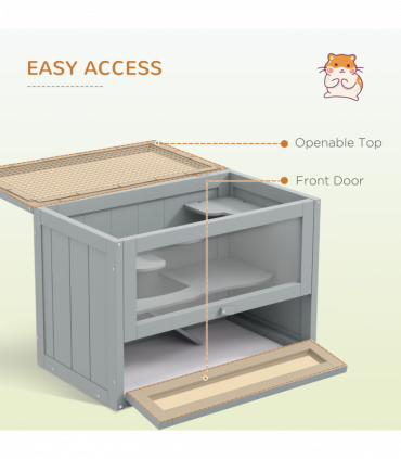 PawHut 2 Levels Wooden Hamster Cage Mice Rodents Hutch Small Animals