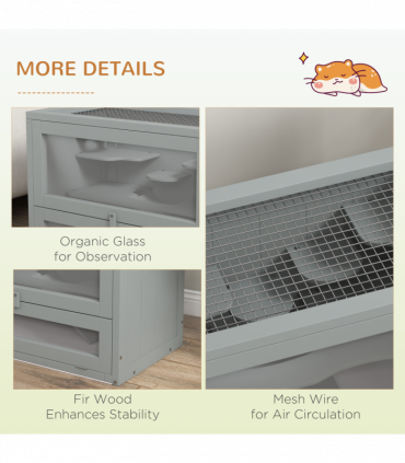 PawHut 2 Levels Wooden Hamster Cage Mice Rodents Hutch Small Animals