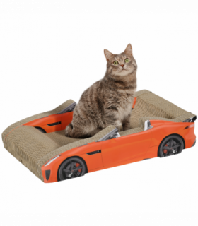 PawHut 2 in 1 Cat Scratching Board with Catnip, Car-shaped Cat Scratch Bed