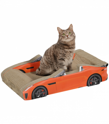 PawHut 2 in 1 Cat Scratching Board with Catnip, Car-shaped Cat Scratch Bed
