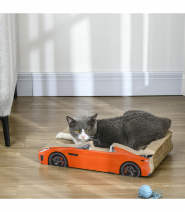 PawHut 2 in 1 Cat Scratching Board with Catnip, Car-shaped Cat Scratch Bed