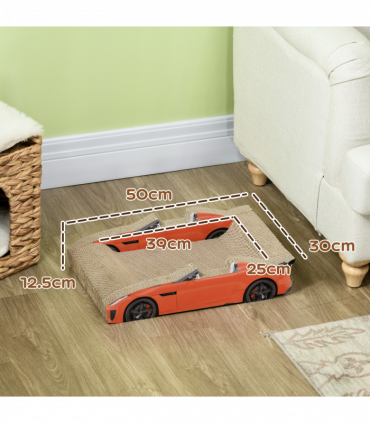 PawHut 2 in 1 Cat Scratching Board with Catnip, Car-shaped Cat Scratch Bed
