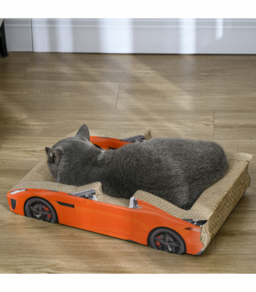 PawHut 2 in 1 Cat Scratching Board with Catnip, Car-shaped Cat Scratch Bed