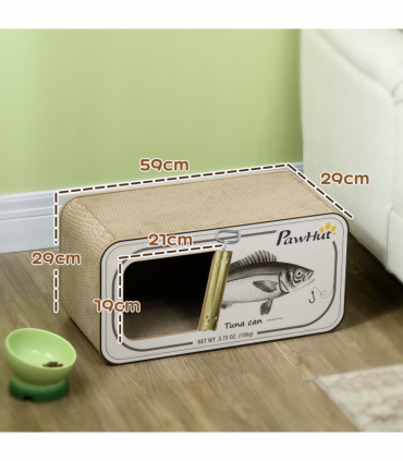PawHut 2 in 1 Cat Scratching Board, Cardboard Cat House with Catnip