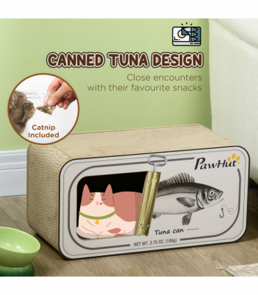 PawHut 2 in 1 Cat Scratching Board, Cardboard Cat House with Catnip