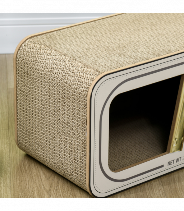 PawHut 2 in 1 Cat Scratching Board, Cardboard Cat House with Catnip